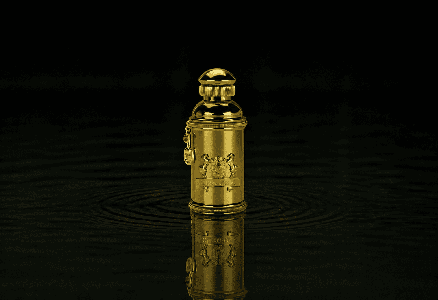 Alexandre.J Alexandre J - Golden Oud fragrance bottle floating above dark water