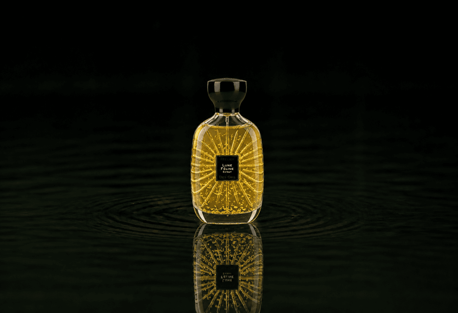 Atelier Des Ors Ateliers Des Ors - Lune Feline Extrait fragrance bottle floating above dark water