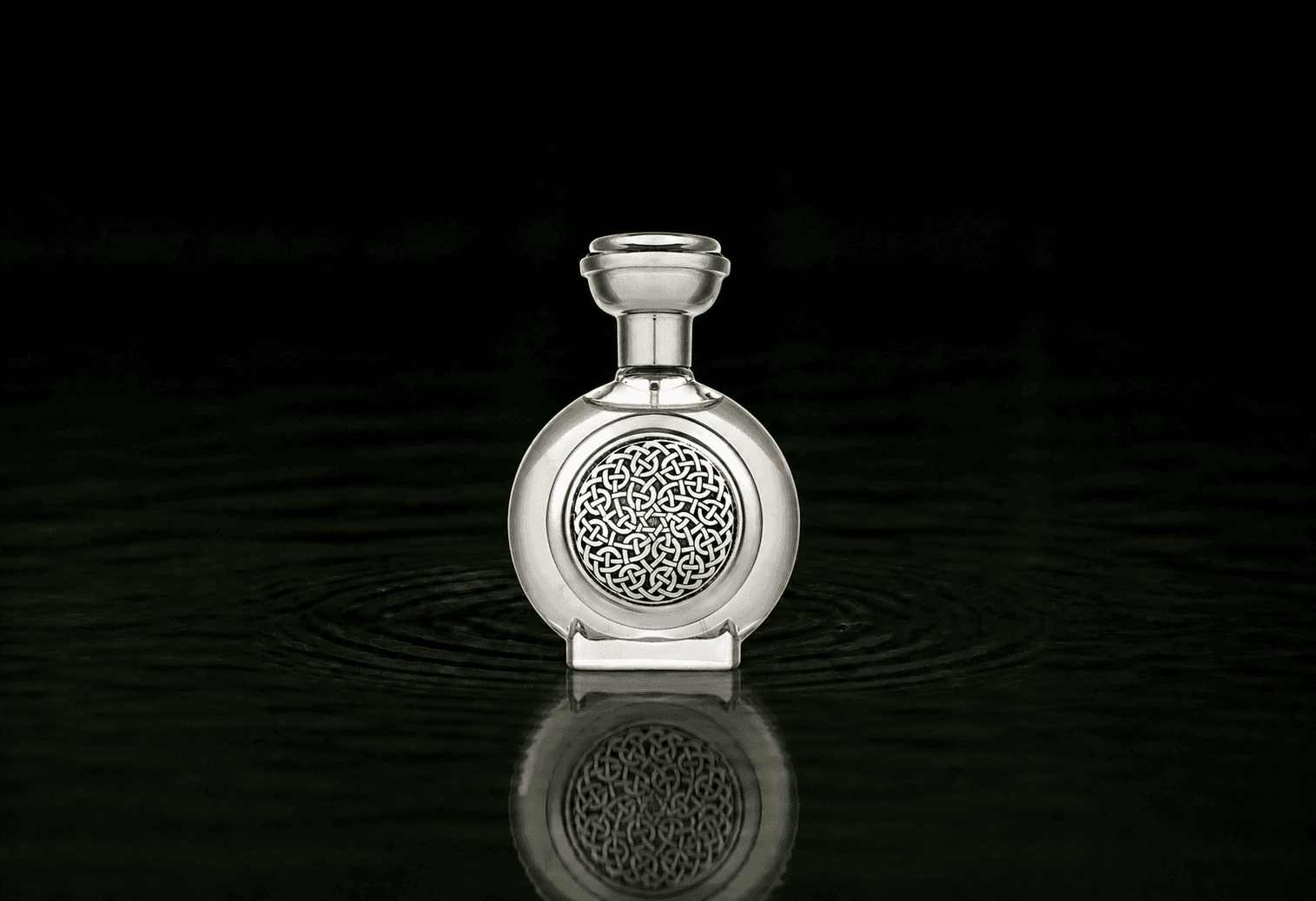 Boadicea The Victorious Imperial parfum fragrance bottle floating above dark water