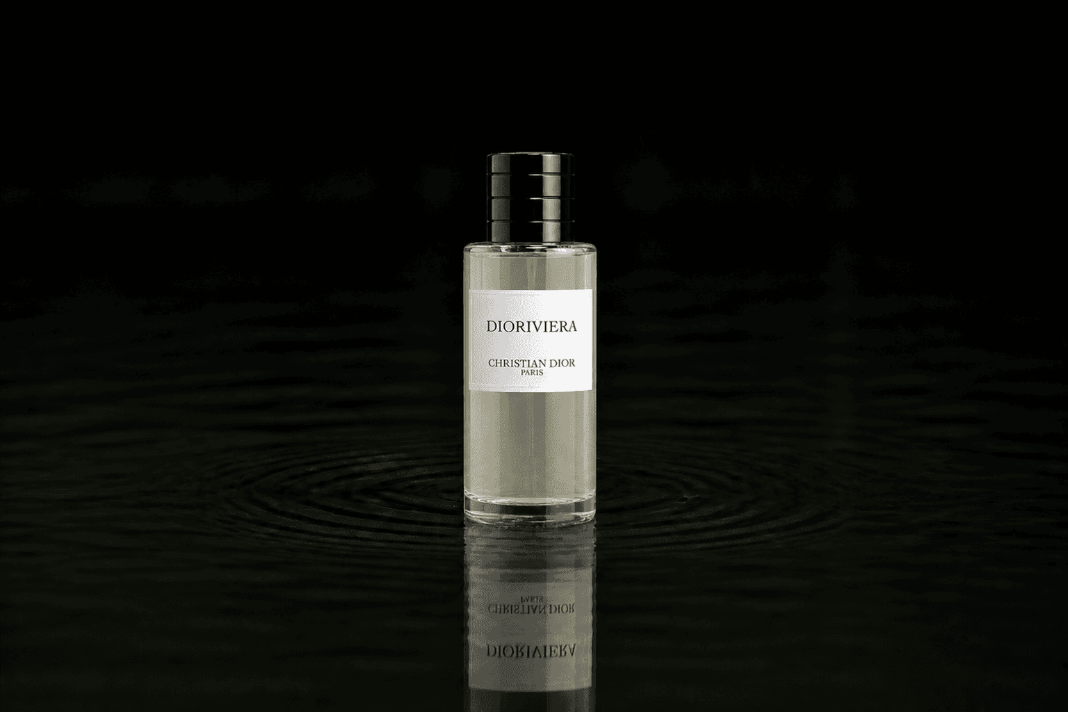 Dior Christian Dior - Dioriviera fragrance bottle floating above dark water