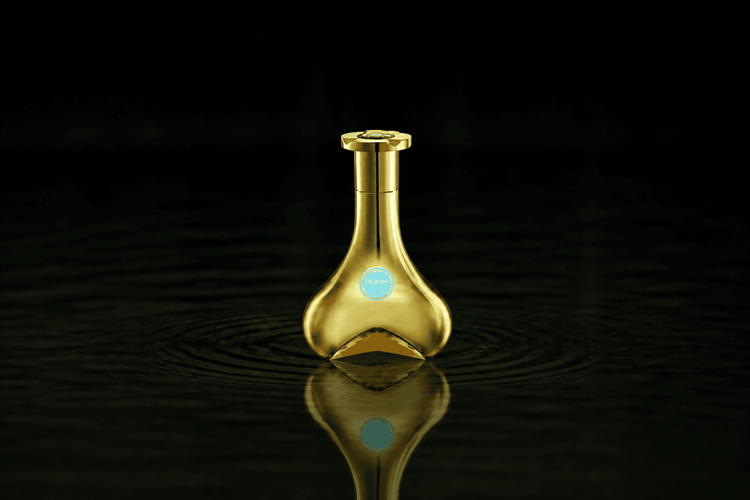 Dorin Paris Dorin d'Or Fullah fragrance bottle floating above dark water