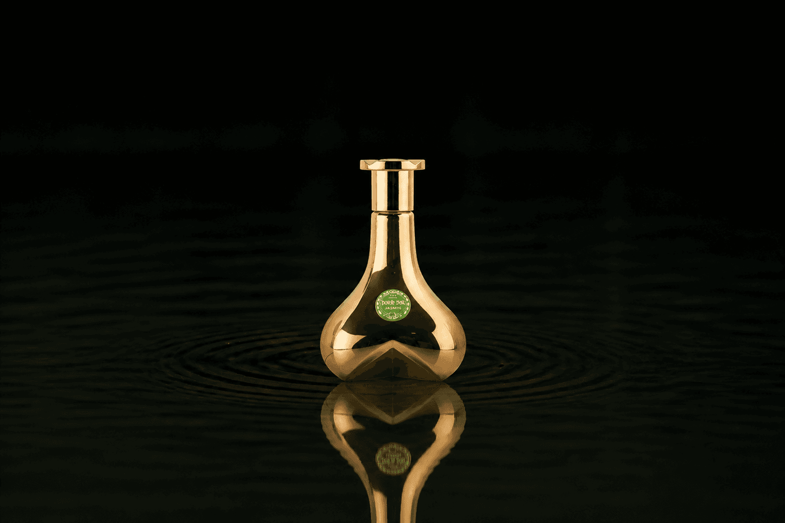Dorin Paris Dorin d'Or Jasmin fragrance bottle floating above dark water
