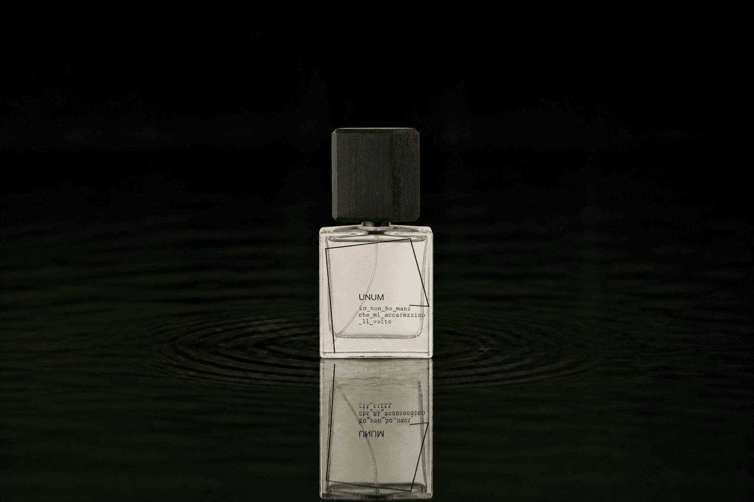 Filippo Sorcinelli Io Non Ho Mani Che fragrance bottle floating above dark water