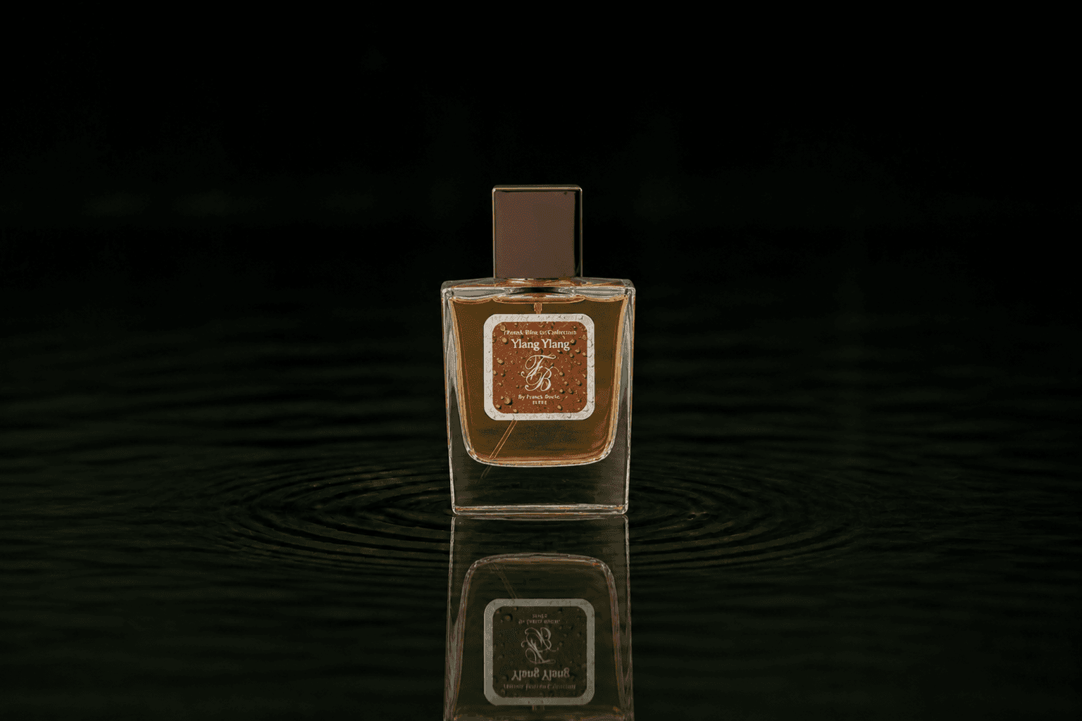 Franck Boclet Erotic fragrance bottle floating above dark water