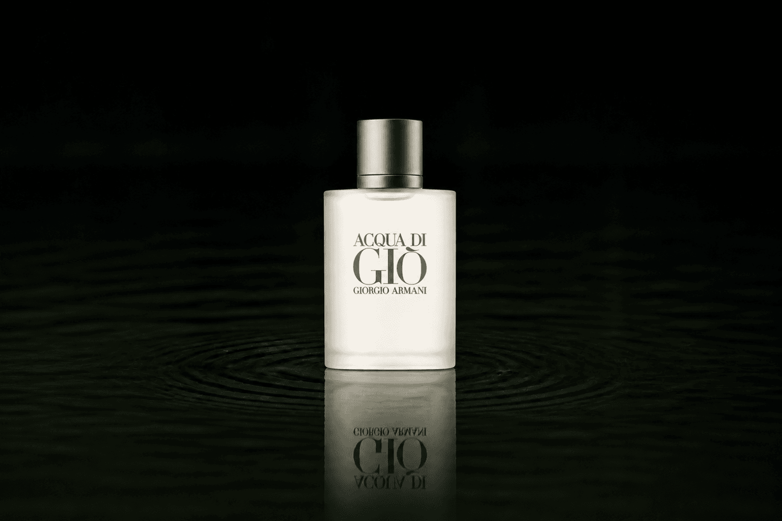 Giorgio Armani Acqua Di Gio EDP (Refillable) Men fragrance bottle floating above dark water