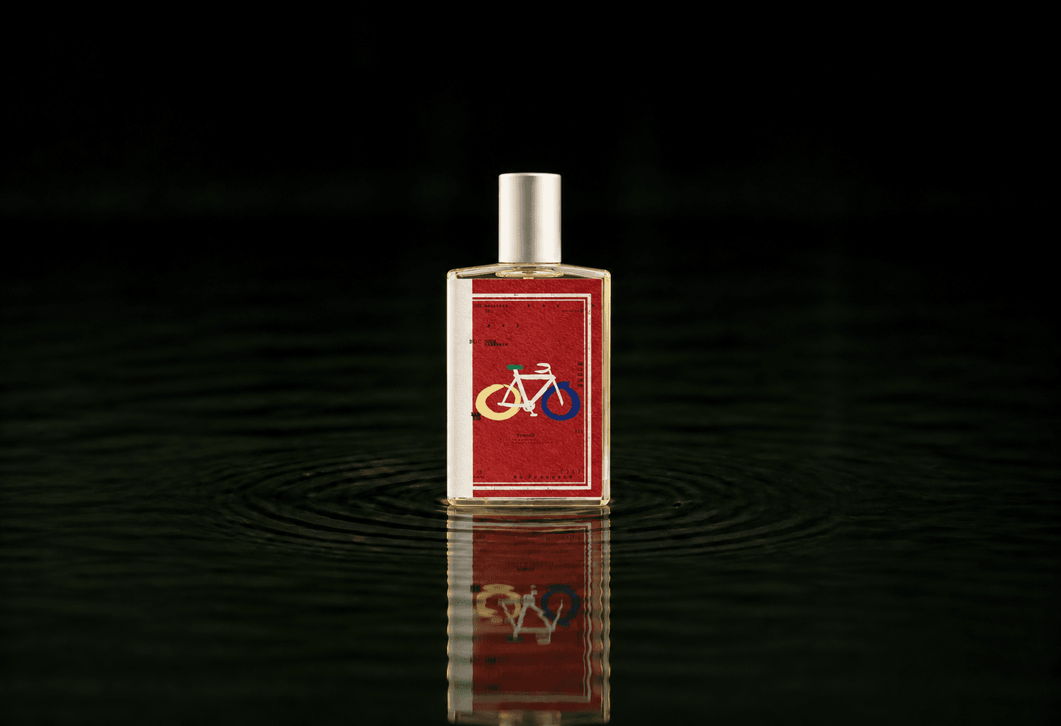 Imaginary Authors How To Say Bicycle In French fragrance bottle floating above dark water