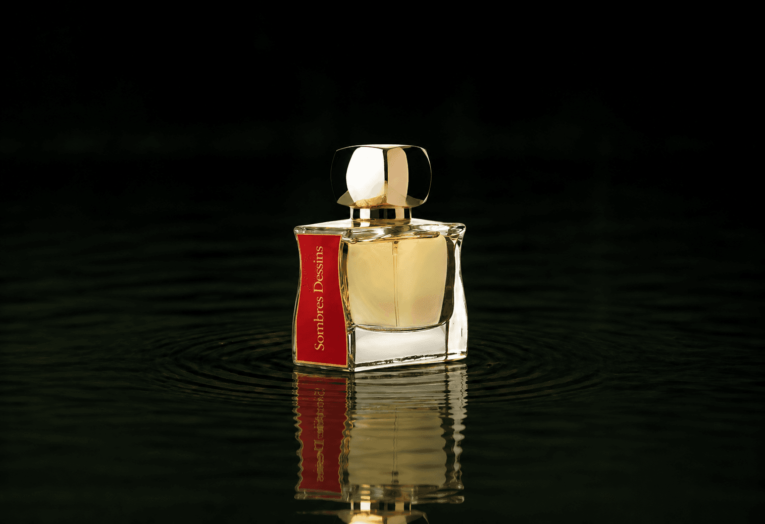 Jovoy Sombres Dessin - EDP Extrait fragrance bottle floating above dark water