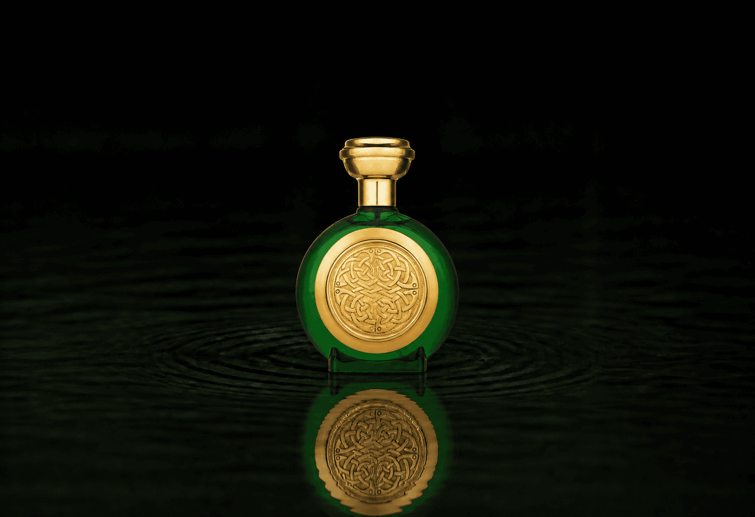 Boadicea The Victorious Complex 2020 Parfum fragrance bottle floating above dark water